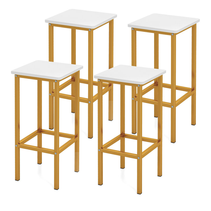 Set of 4 Bar Stool Set 26" Bar Chair with Metal Legs and Footrest