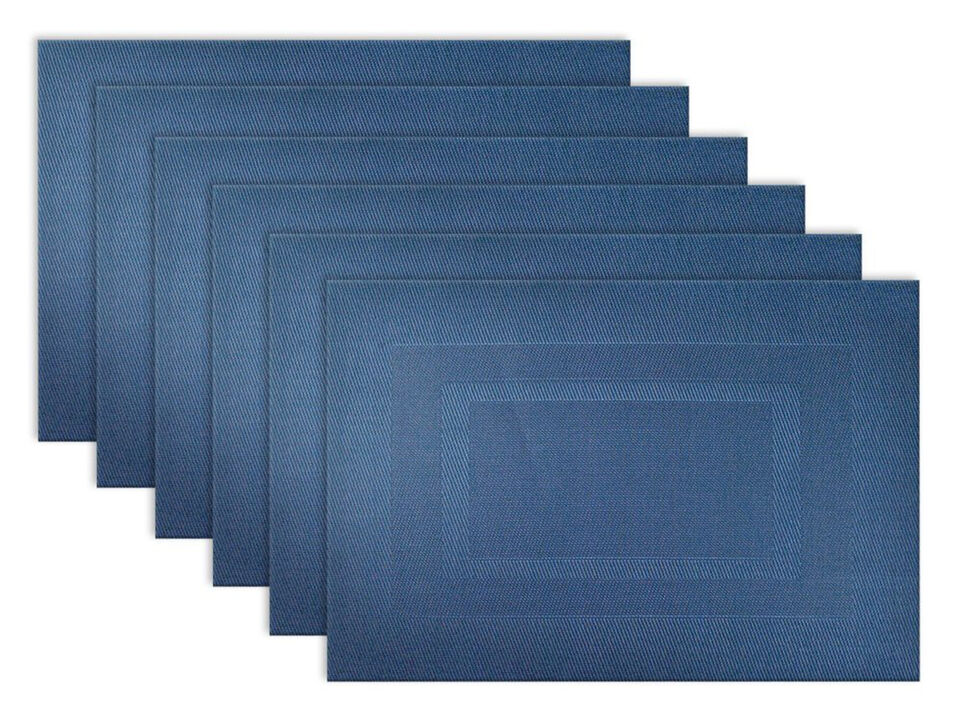 Set of 6 Nautical Blue Double Framed Rectangular Placemats 13" x 19"
