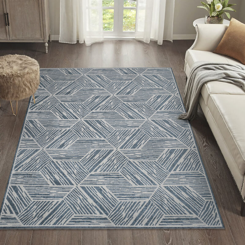 Vector Modern Coastal Geometric Machine-Washable Area Rug