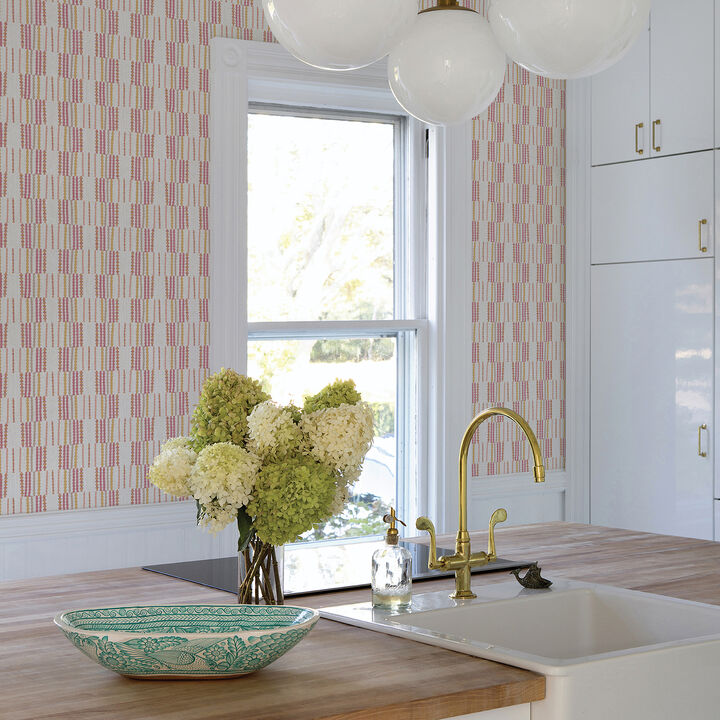 Burgen Orange Geometric Linen Wallpaper