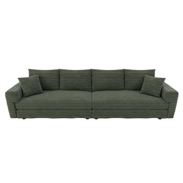 Whisen 102.4" 4-Seat Plush Corduroy Sofa, Convertible Deep Seat Lounge Chair for Apartment