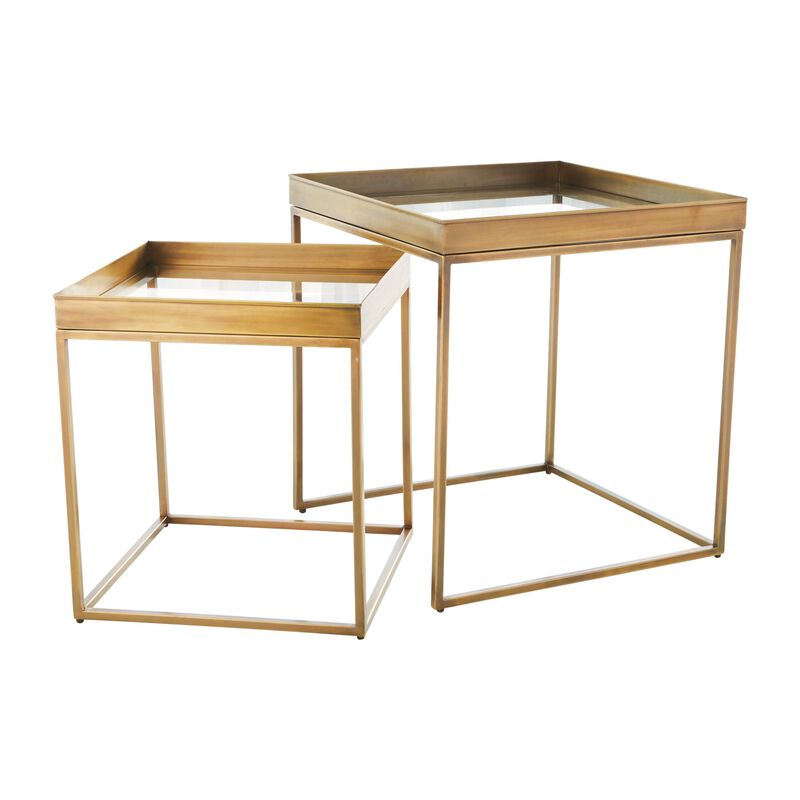 Set of 2 Perfect Nesting Tables- Brass