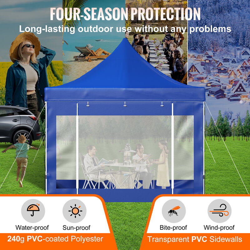 Instant Pop Up Patio Canopy with Sidewalls and Wheels, Waterproof Party Shelter