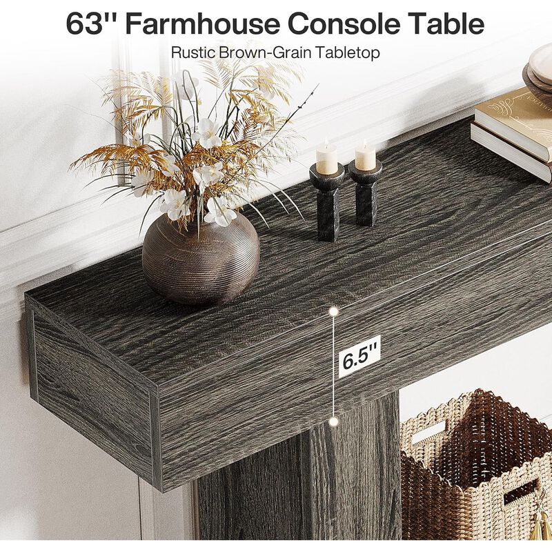 Tribesigns Farmhouse 2-Tier Wood Console Table image number 5