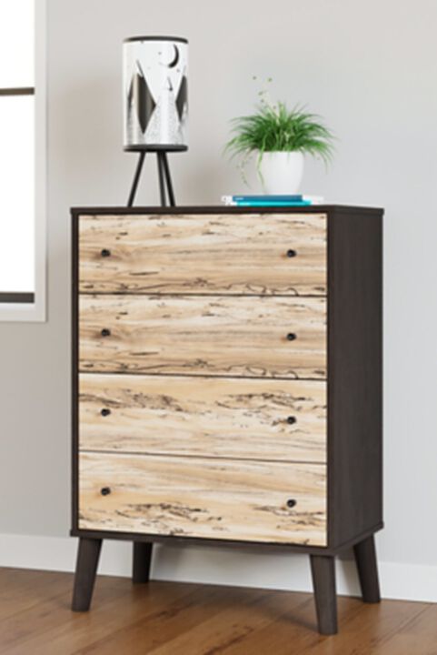 Ashley Piperton 27" 4 Drawer Chest of Drawers - Two Tone Brown/Dark Charcoal