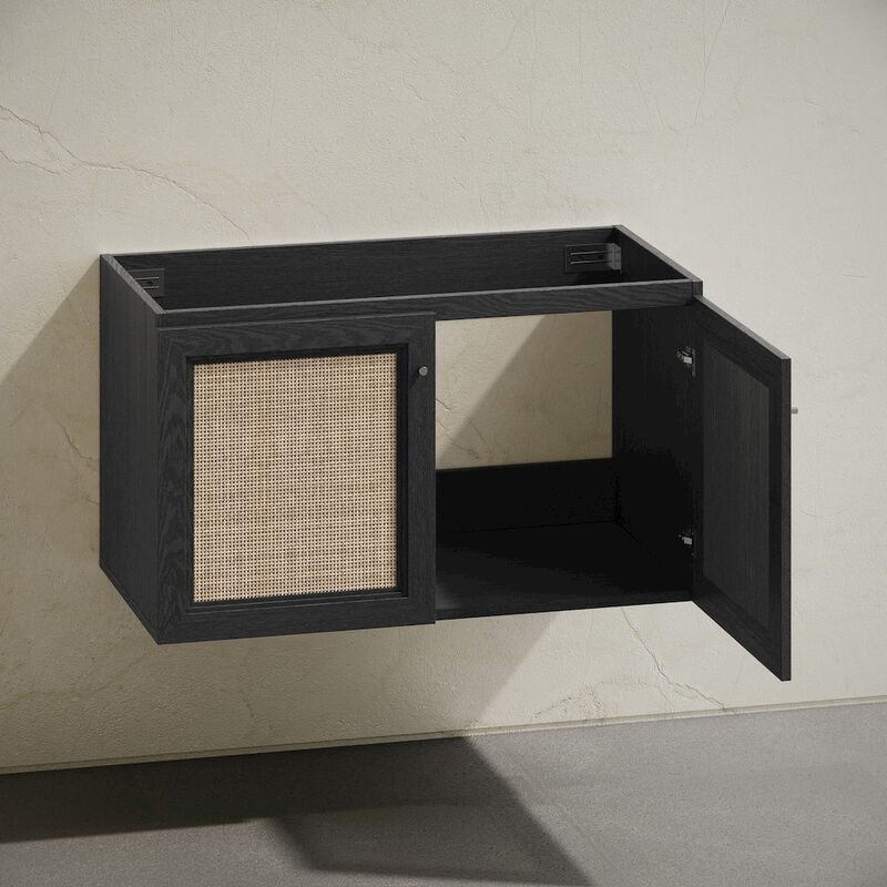 Classe 36" Wall-Mounted Bathroom Vanity in Black Oak without Sink Top image number 5