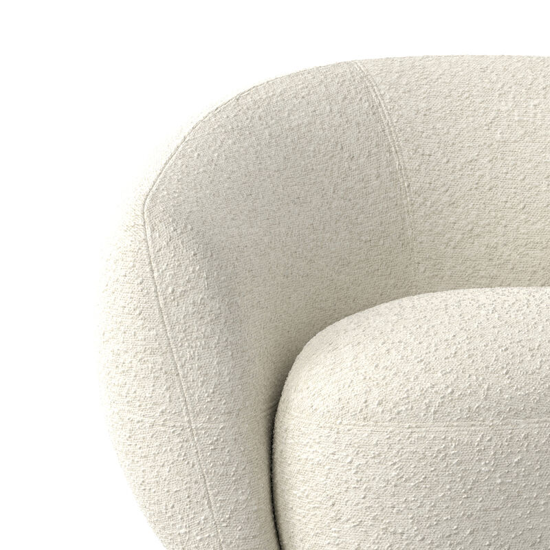 Sherri 69 inch Wide Contemporary Loveseat Sofa in Vanilla Cream Boucle Performance Fabric