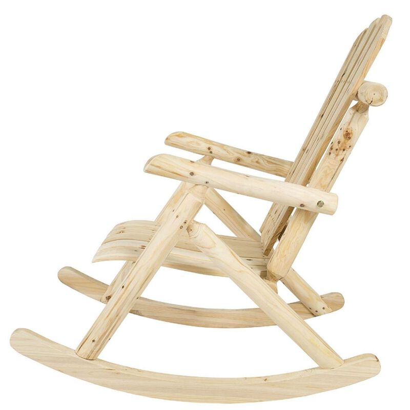 Hivvago Outdoor Wooden Log Rocking Chair - Adirondack Style