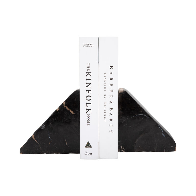 S/2 6" Triangular Petrified Wood Bookends, Natural image number 1