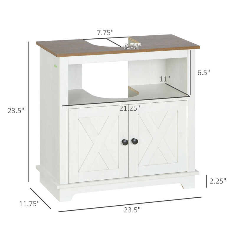 Bathroom Sink Cabinet, Pedestal Sink Storage Cabinet with Doors, White image number 4