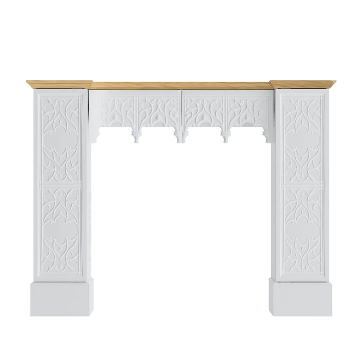 FUFU&GAGA Modern Fireplace TV Console with 2 Doors & 2 Drawers, Relief Design, Surface Painting, (53.9 in. W x 10.8 in. D x 42.5 in. H), White