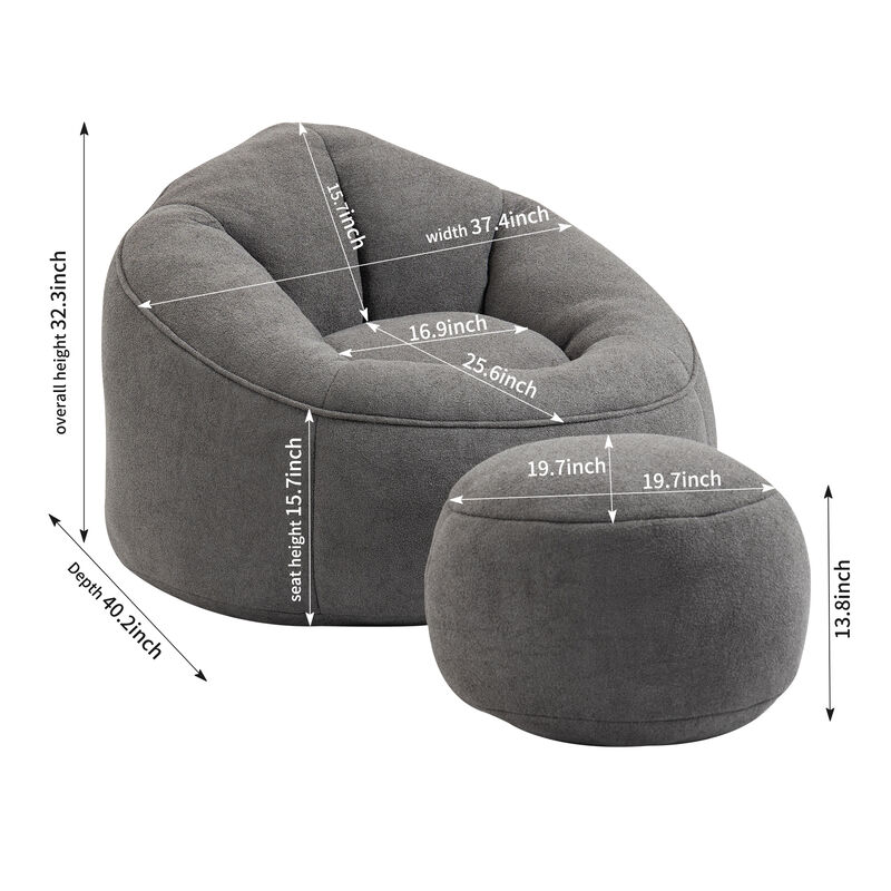Merax Bean Bag Sofa Accent Chair with Footrest