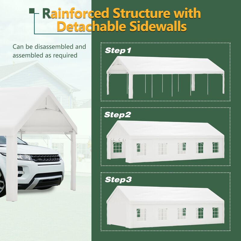 16x32 FT Party Tent with 3 Storage Bags & Removable Sidewalls, Outdoor Canopy Gazebo image number 7