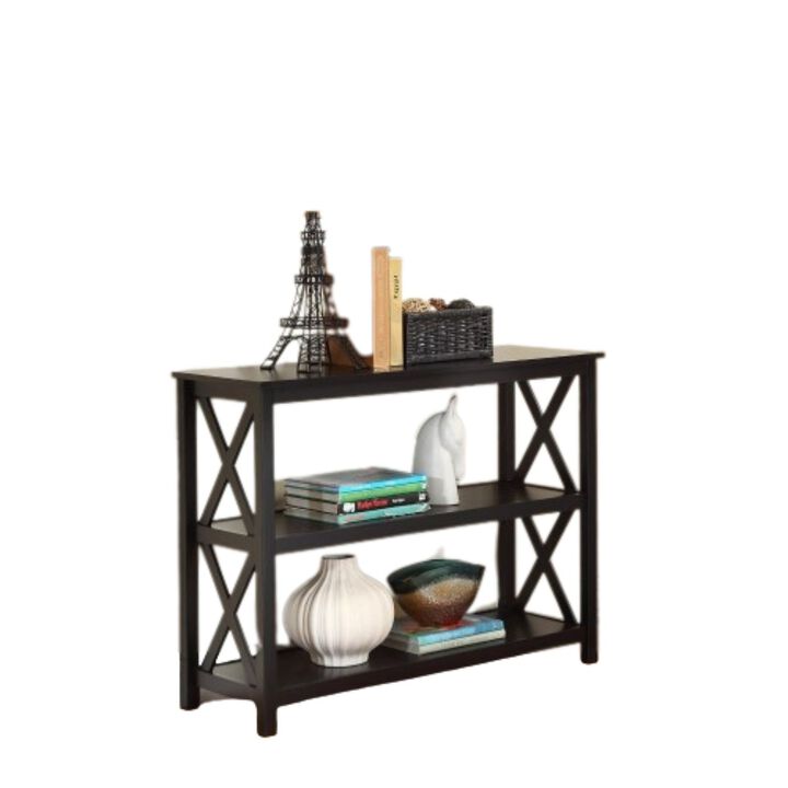 Hivvago 3-Tier Black Sofa Table Bookcase Living Room Shelves