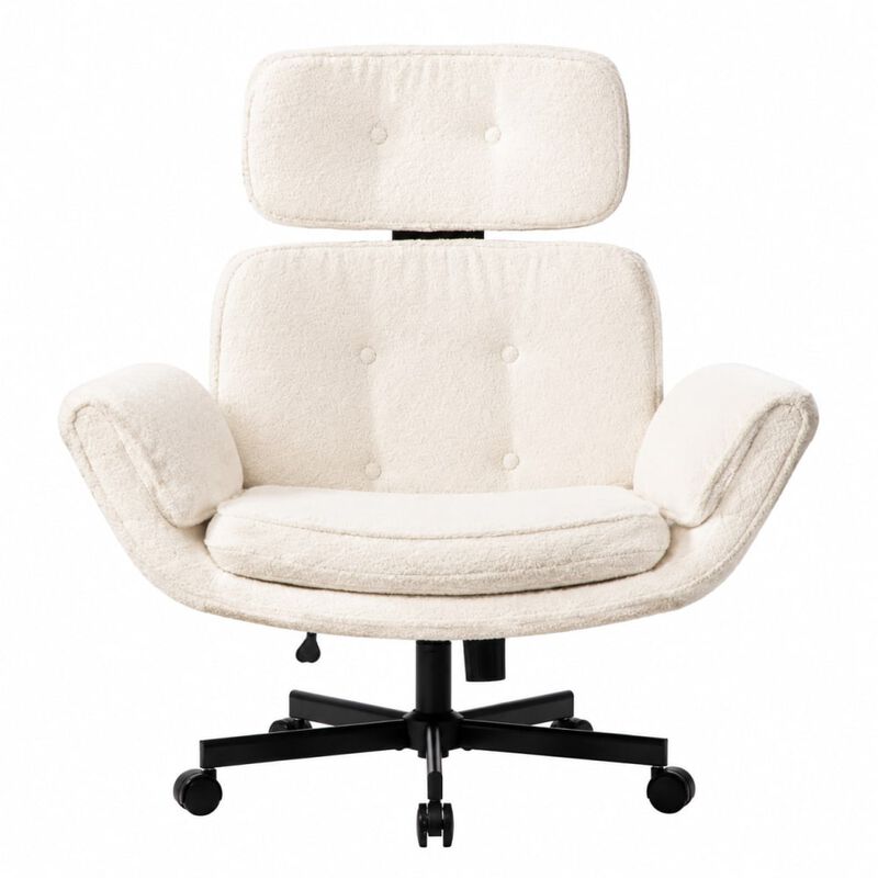 GOODSILO Cross-Legged Swivel Task Chair with Adjustable Armrests, Wheels, Removable Headrest for Home, Office, Makeup, Gaming Use image number 0