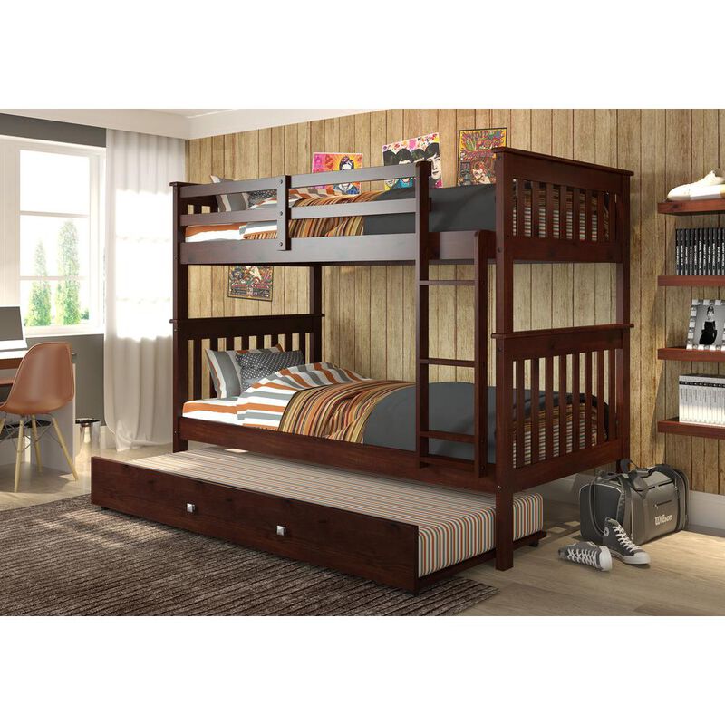 Donco Trading Twin/Twin Mission Bunk Bed W/Twin Trundle