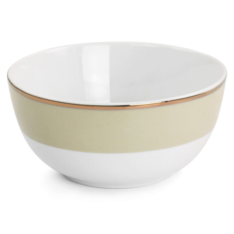 Martha Stewart Gold Rimmed 12 Piece Fine Ceramic Dinnerware Set in Beige image number 5