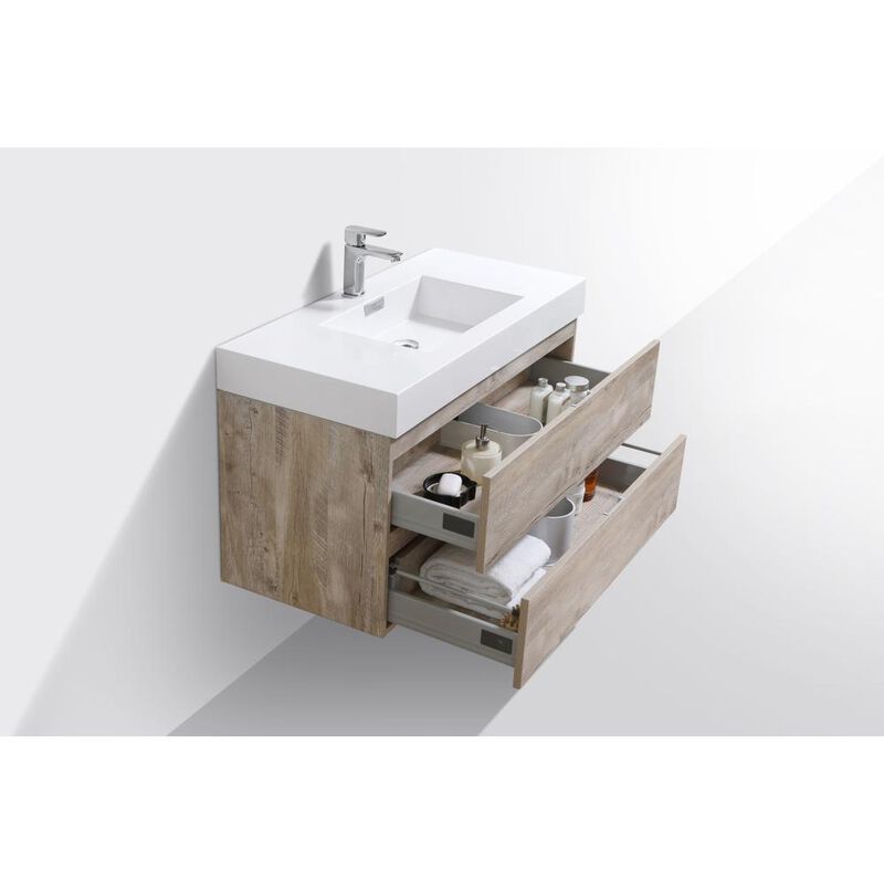 Kubebath Bliss 40 Nature Wood Wall Mount Modern Bathroom Vanity