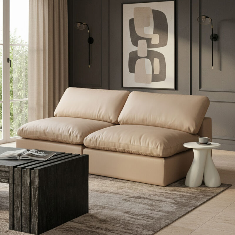 Meridian Furniture Comfy Tan Vegan Leather Modular Sofa
