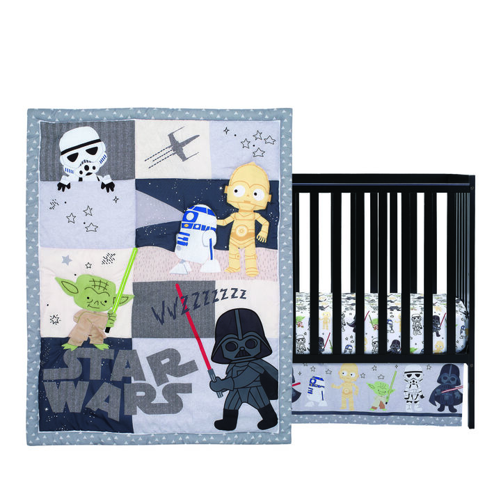 Lambs & Ivy Star Wars Classic 3-Piece Baby Crib Bedding Set - Yoda/Darth Vader