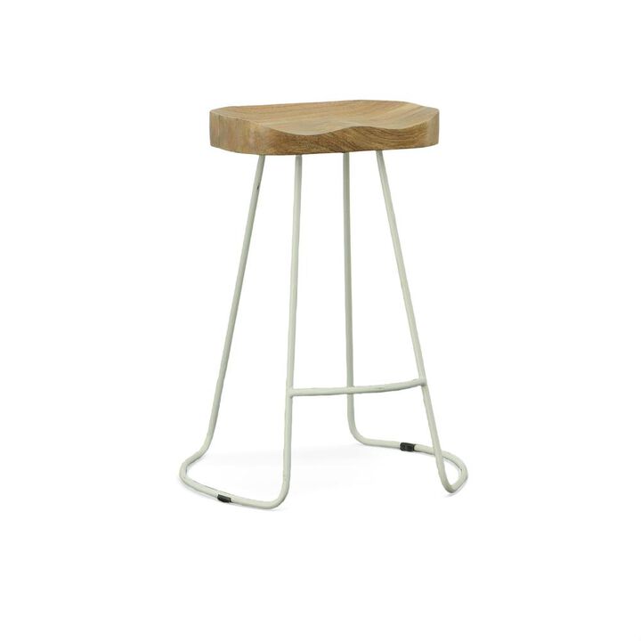 Carolina Living Saga 25 Counter Stool - Set of 2 - Natural Seat - White Base