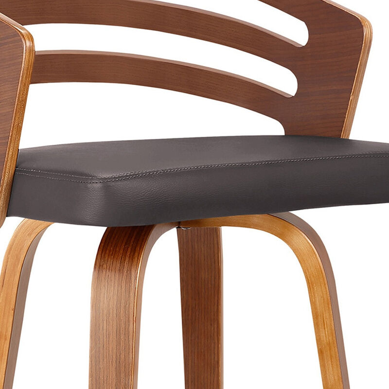 Hivvago 26 Inch Brown Iron Swivel Low Back Counter Height Bar Chair