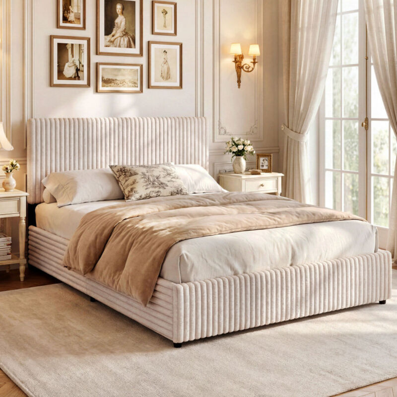 Storage Bed with Lift-Up Design and Wooden Slat Support image number 1