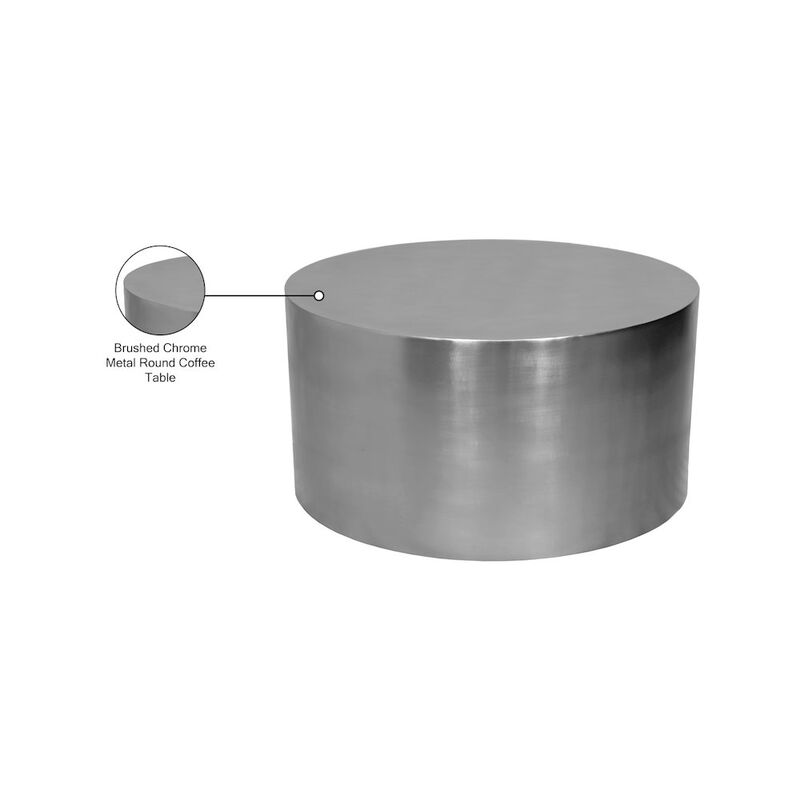 Meridian Furniture Cylinder Brushed Chrome Coffee Table
