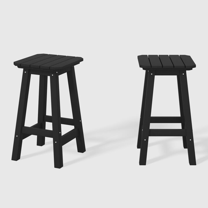 WestinTrends 24" HDPE Outdoor Patio Counter High Backless Square Bar Stools Set of Two