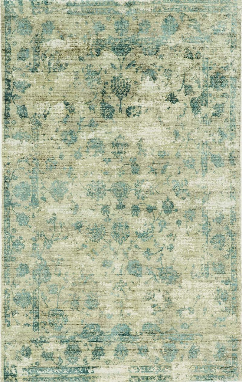 HomeRoots Decor 9 x 13 Viscose SandBlue Area Rug