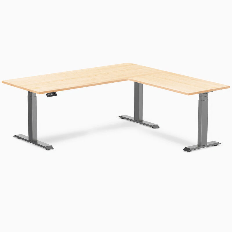 Desky Hardwood L-Shape Sit Stand Desk image number 0