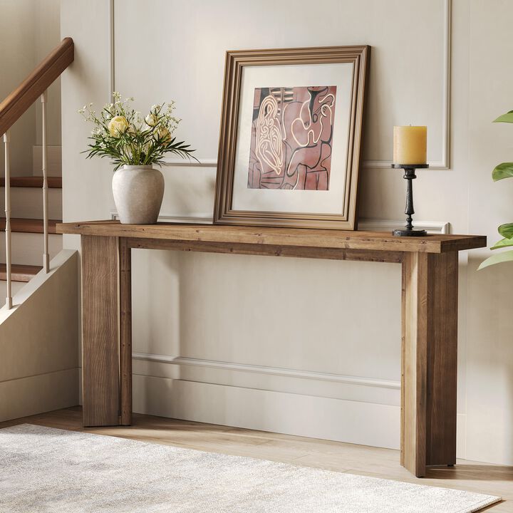Solid Wood Sofa Console Table for Entryway, Foyer, or Hallway-Natural Wood Color