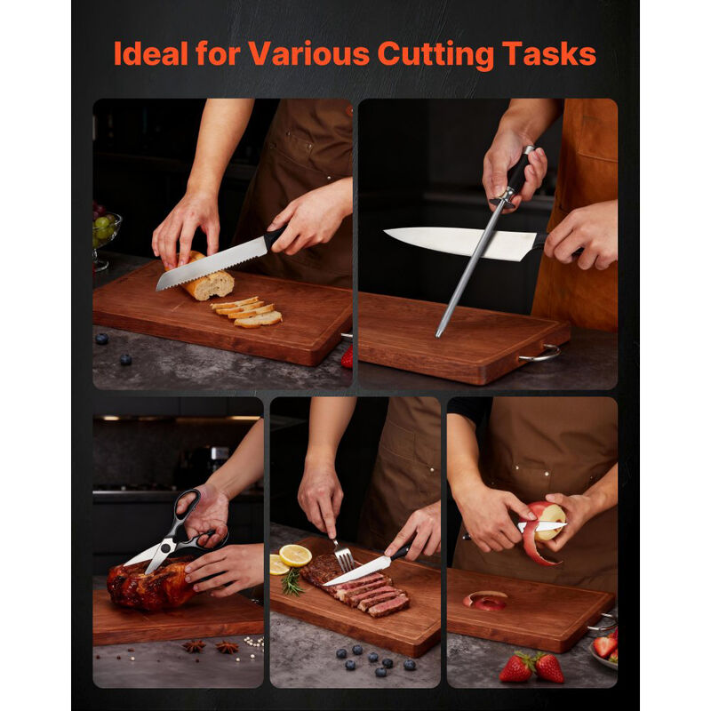 15 Piece Kitchen Knife Set with Block and Sharpener, High Carbon Stainless Steel Cutlery image number 5