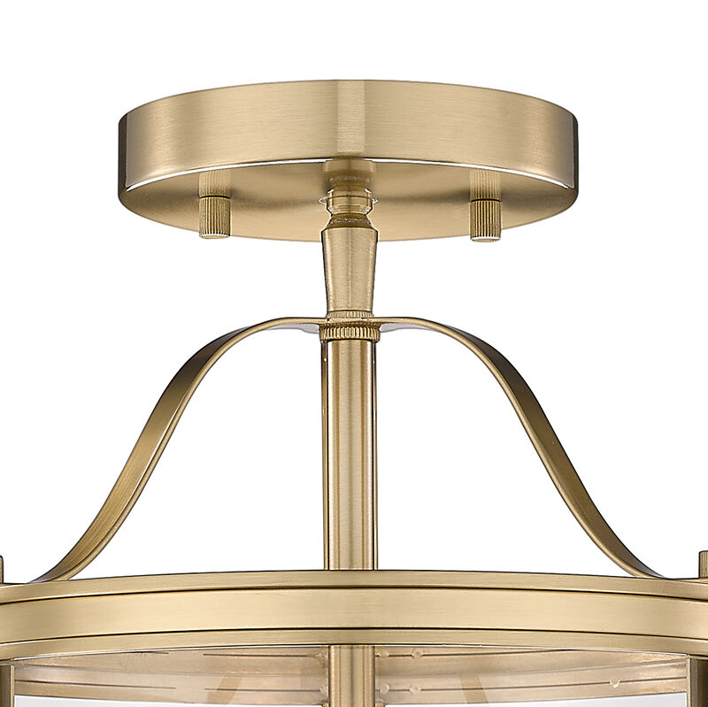 9 in. Transitional Warm Gold 3-Light Dimmable Semi-Flush Mount Ceiling Light with Clear Glass image number 6
