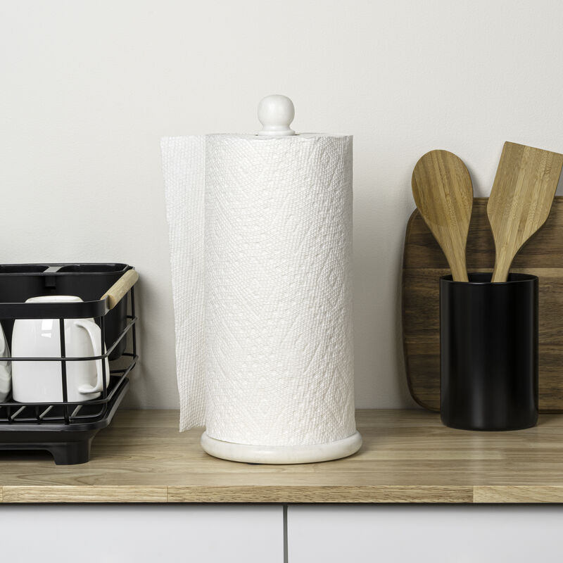 Avery Modern Classic Metal with Non Slip Weighted Marble Base Paper Towel Holder