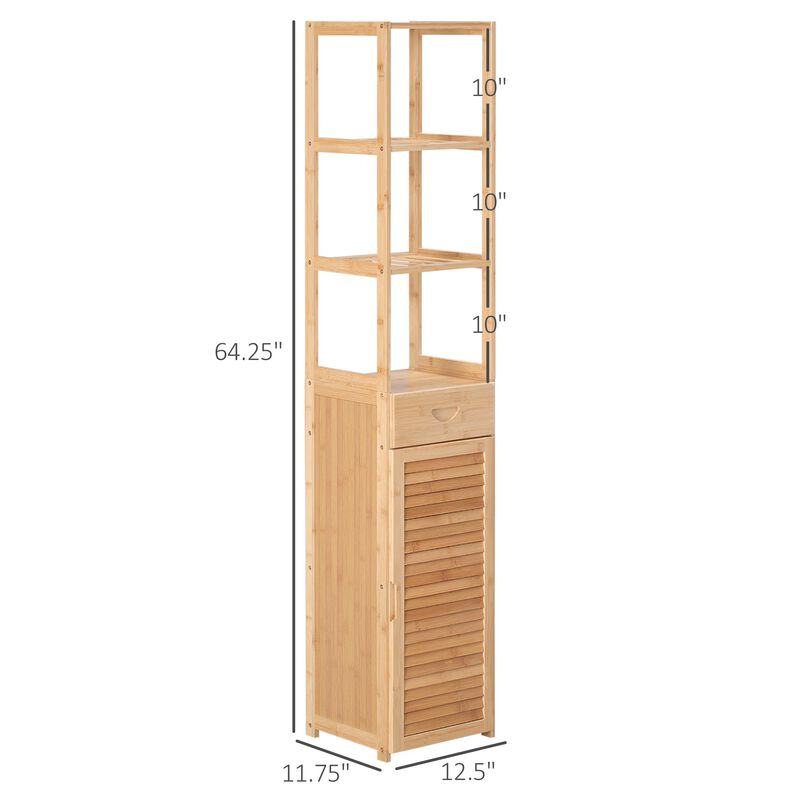 Bathroom Organizer: Storage Cabinet with Drawer & Slatted Shelves