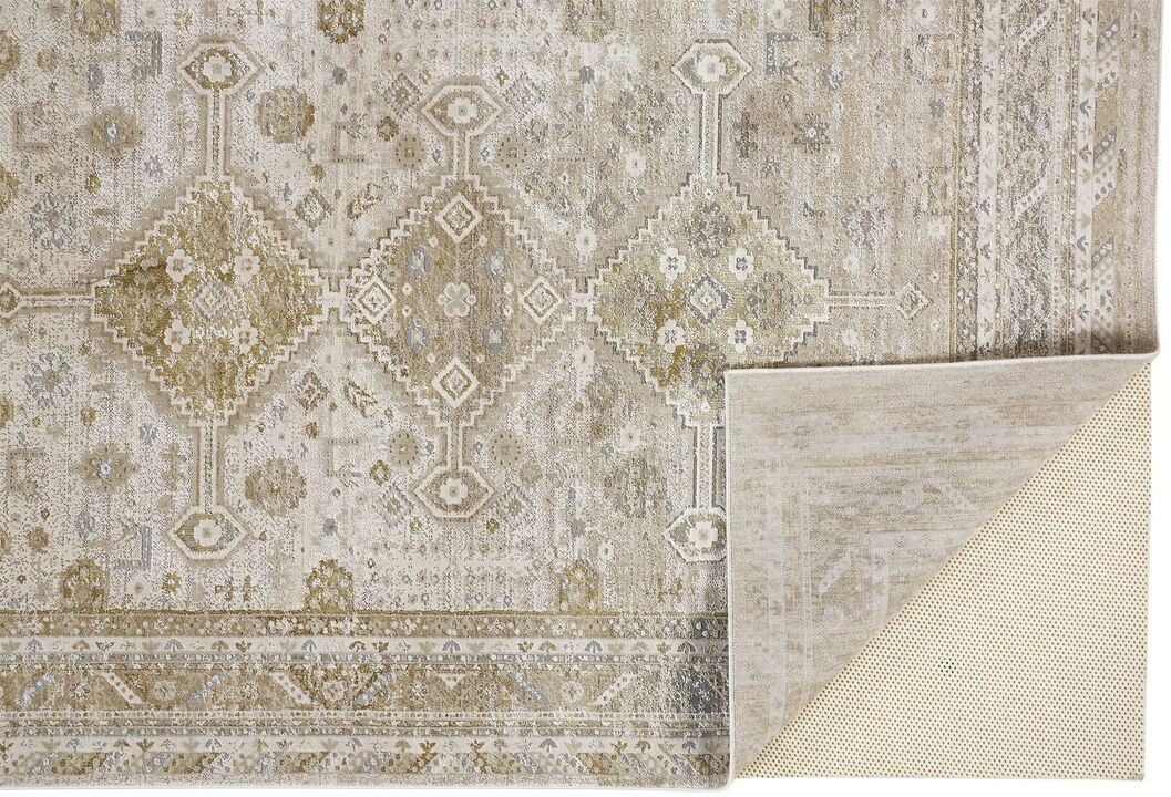 4 X 6 gold And Ivory Floral Area Rug