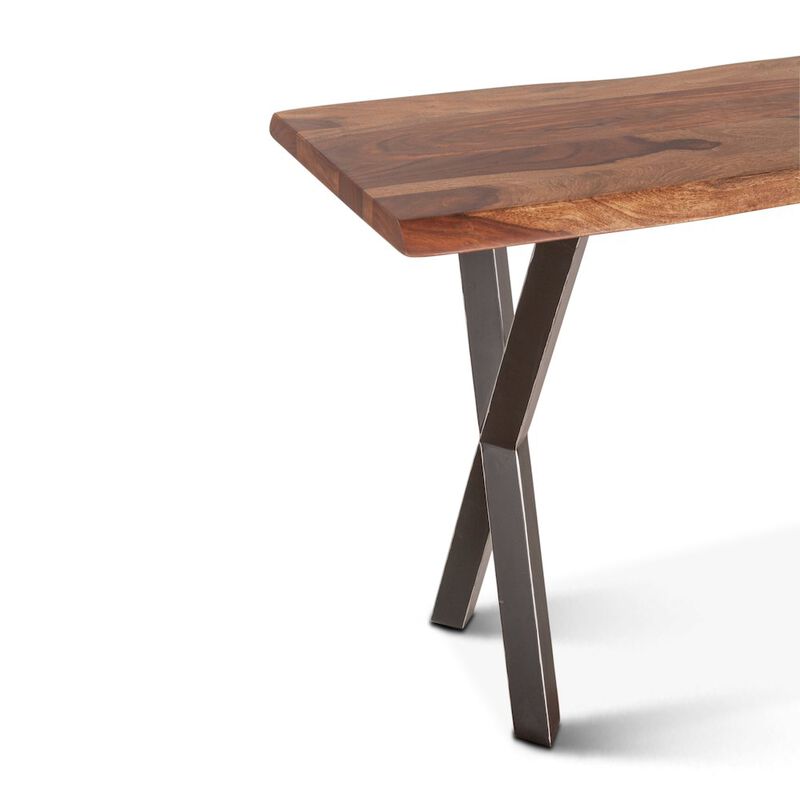 World Interiors Elliston 58 Console Table in Sheesham and Matte Black Iron