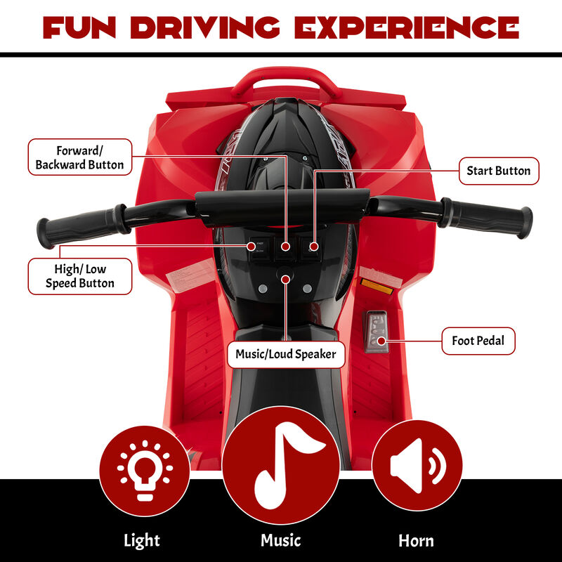 Kids 12V Electric ATV Ride On Car with Adjustable Speed and Comfortable Seat image number 6