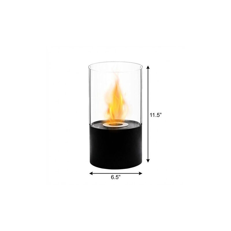 HomeRoots 12" Black And Clear Metal And Glass BioEthanol Portable Tabletop Firepit image number 3