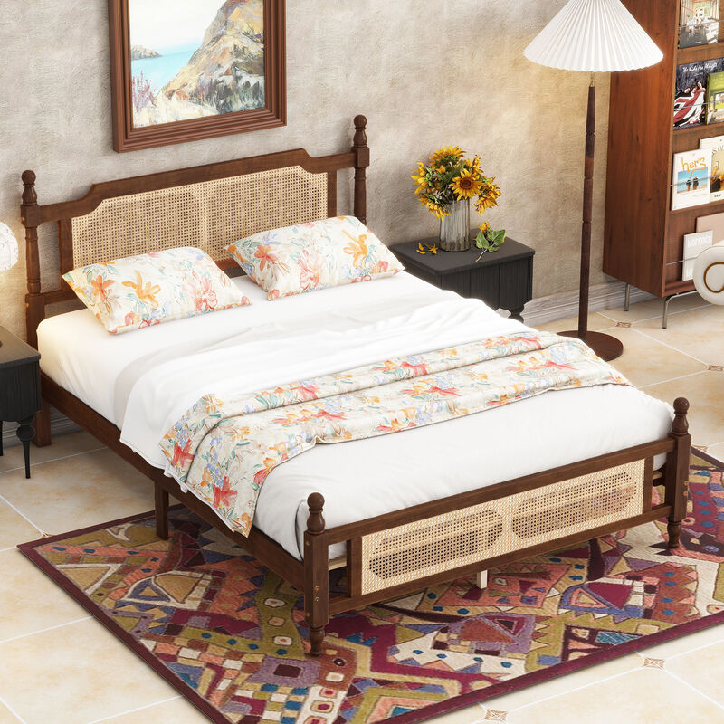 Fekvif Queen Pine wooden Bed image number 2