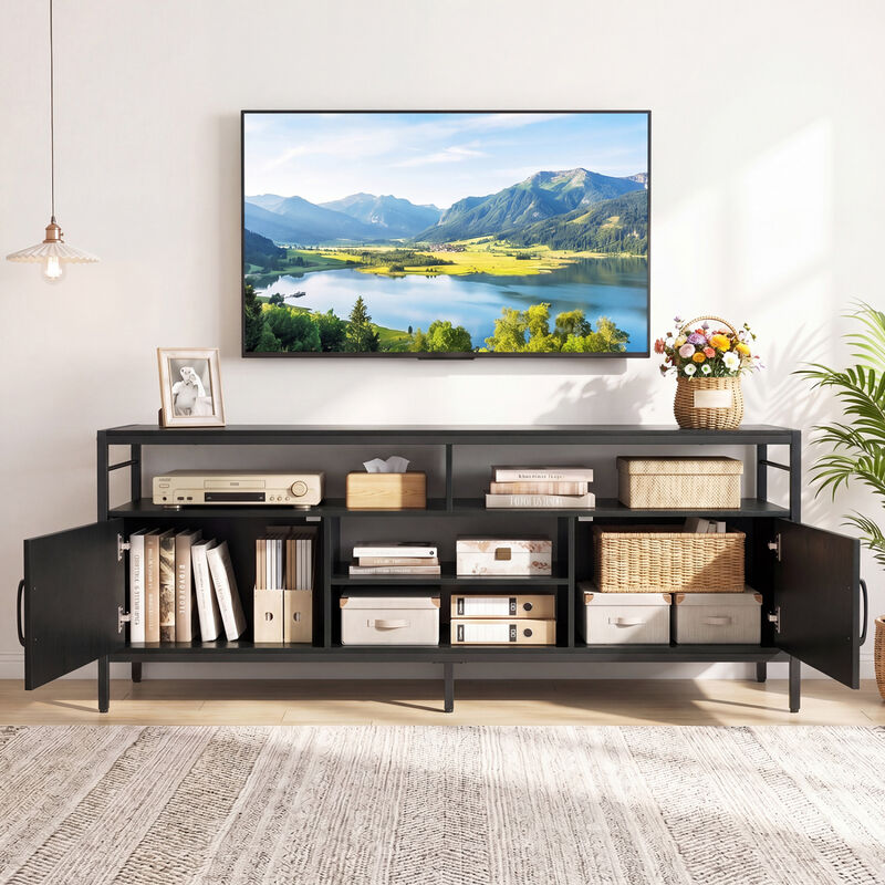 Modern TV Stand with Storage Cabinets and Adjustable Shelf image number 5