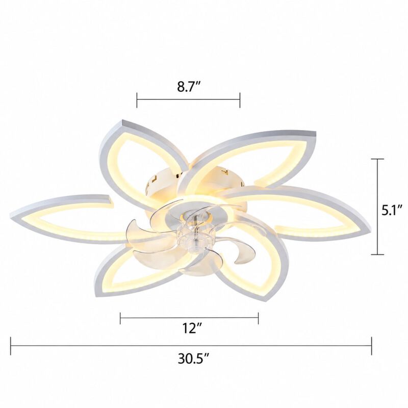 ELEMENT ACE 30-inch Low Profile Flush Mount Ceiling Fan with LED Lights and Remote Control for Kitchen Bedroom Living Room image number 1