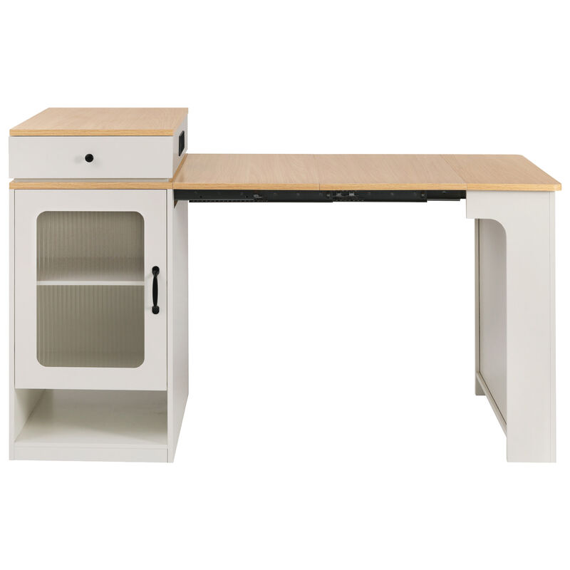 Merax Extendable Kitchen Island with Dining Table & Storage