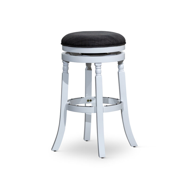 Streamdale 30" Barstool, White Finish, Charcoal Fabric Seat