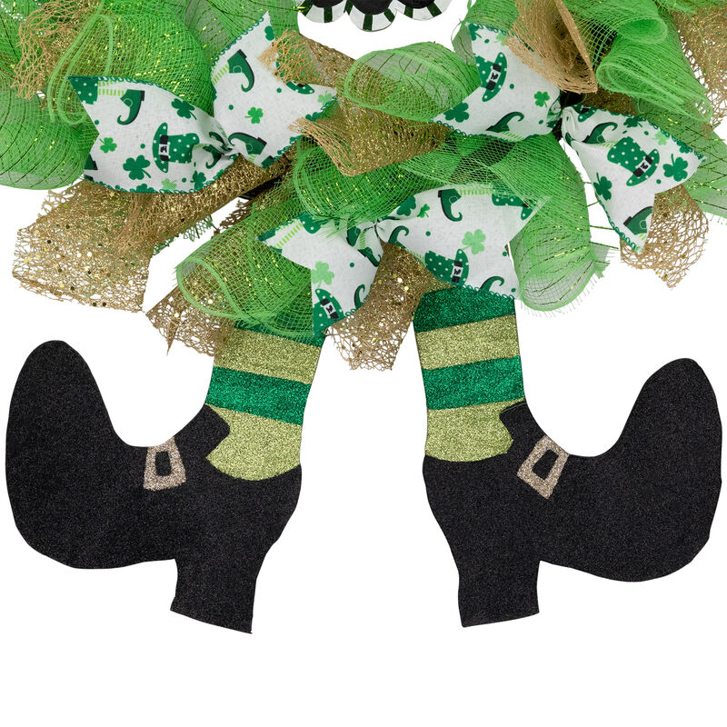 Happy St. Patrick's Day Ribbon Wreath with Leprechaun Hat  24-Inch