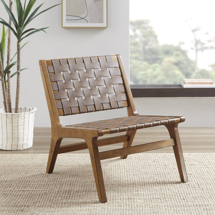 Oslo Faux Leather Woven Accent Chair