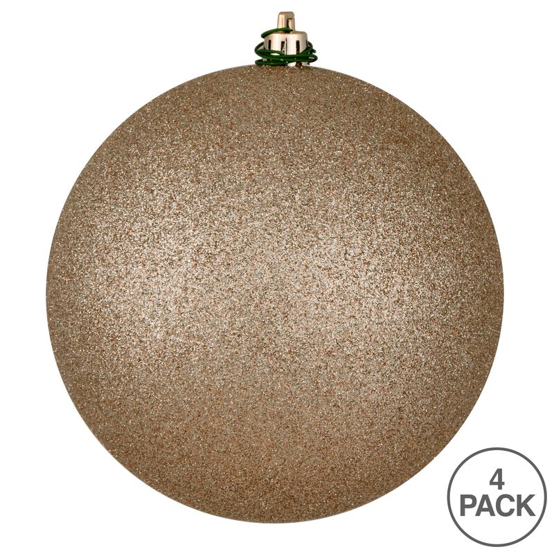 Vickerman 6" Oat Glitter Ball Ornament. Includes 4 Ornaments per Pack. image number 2