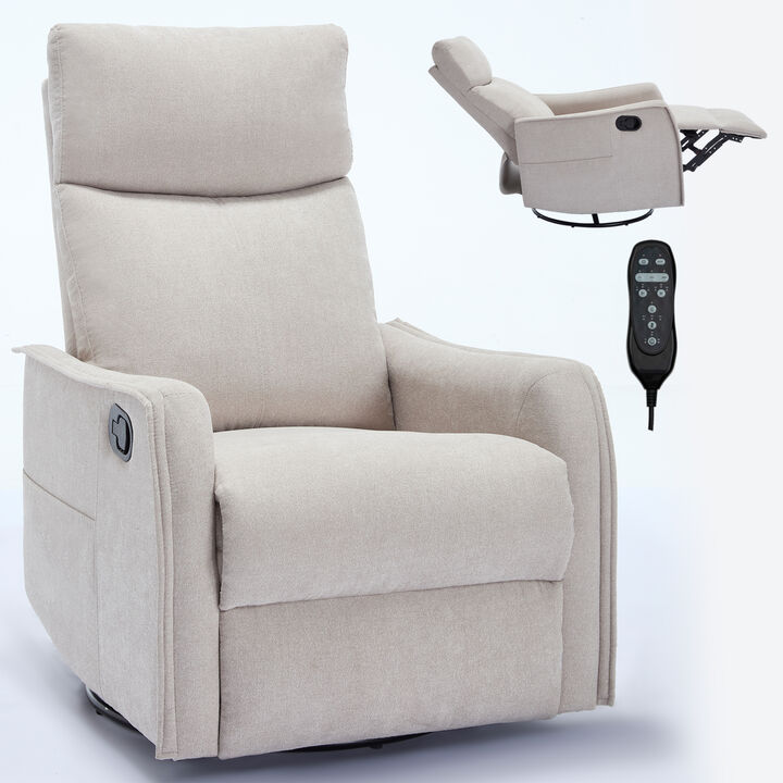 GOODSILO Heat Massage Manual Recliner Chair with Rocker and Swivel for Living Room Relaxation