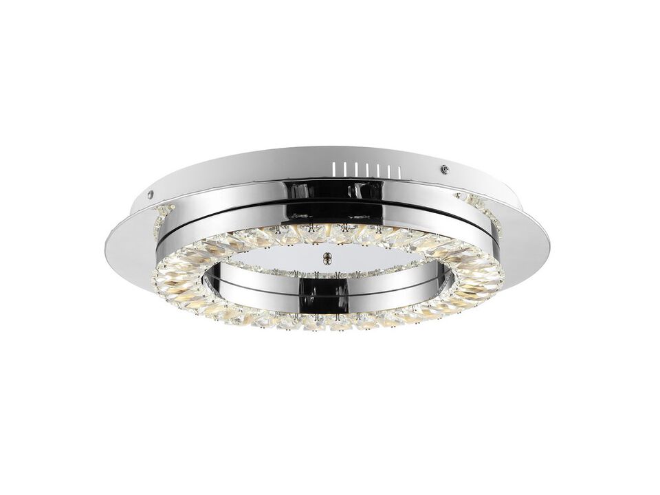 Cristal 18" Integrated Iron/Crystal Glam LED Flush Mount, Chrome/Clear